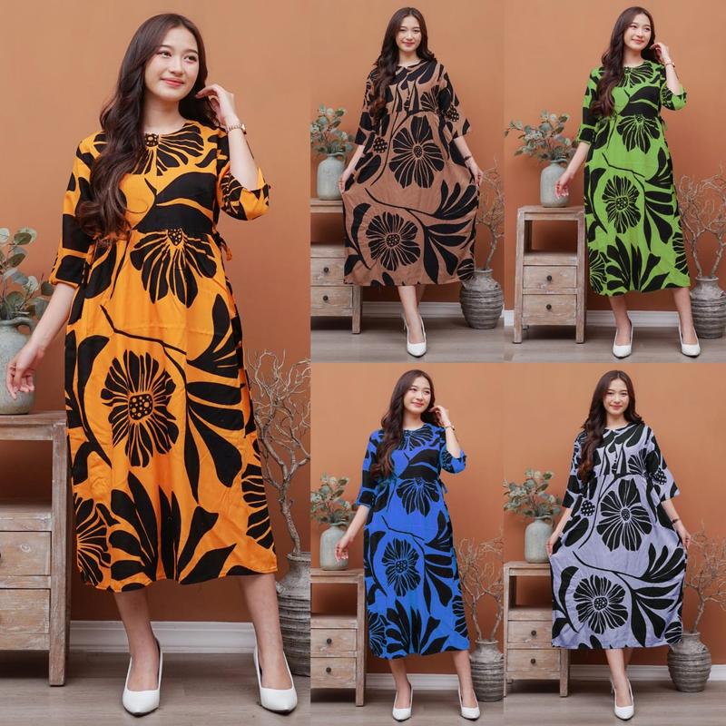Product Introduction of Daster CHIBI LAVINA Busui Resleting Depan Tali Kanan Kiri Daster Rayon Motif Lengan 7/8 Casual Wanita Dress Bumil 4