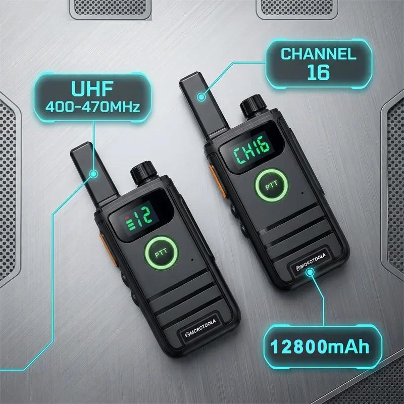 Bộ 2 Máy bộ đàm Bộ đàm UHF 5W Mini Walkie Talkie 16 Channel 9800Mah Khoảng cách…