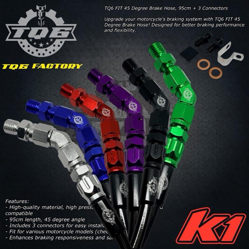 TQ6 Selang Rem TQ6 Vietnam FIT 45° TFN 95 Cm Universal dengan 3 Connector untuk Performa Rem yang Lebih Baik