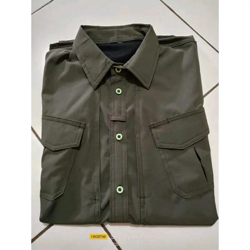 kemeja  Tactical  paspampres bahan streaching lengan pendek saku miring tahan air Nyaman 2
