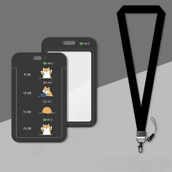 Cat Shape Card Cover Couple Card Case Dành cho sinh viên Thẻ trường học Thẻ ăn uống Xe buýt Thẻ bảo vệ với dòng dài 4