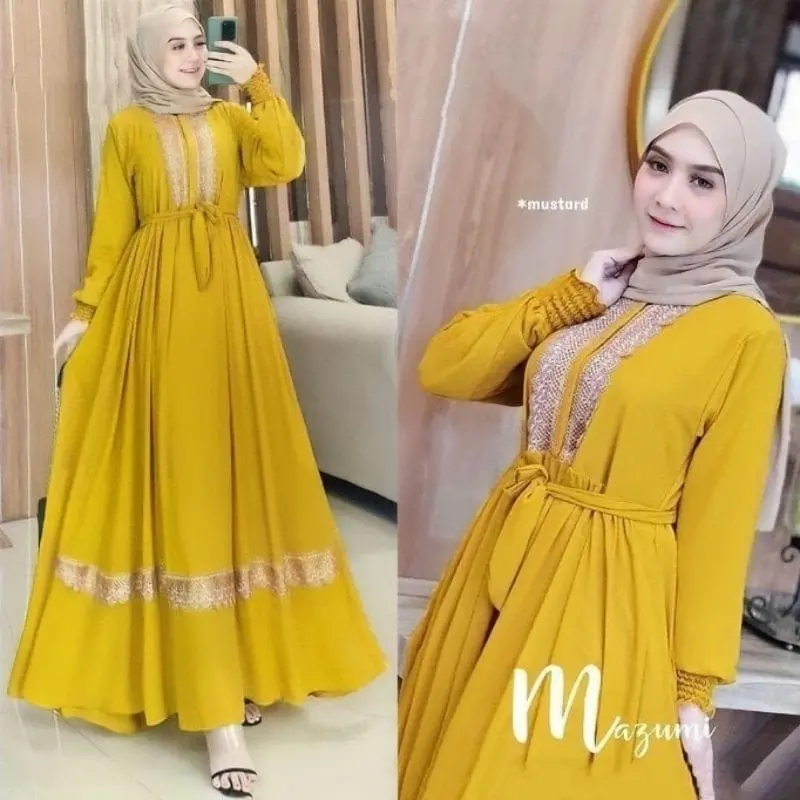 GAMIS RENDA MAZUMY MEWAH | DRESS WANITA MAZUMY MAXY PREMIUM JUMBO BUSUI TERBARU Muslim Dewasa Maxi Crinkle Airflow Remaja 2