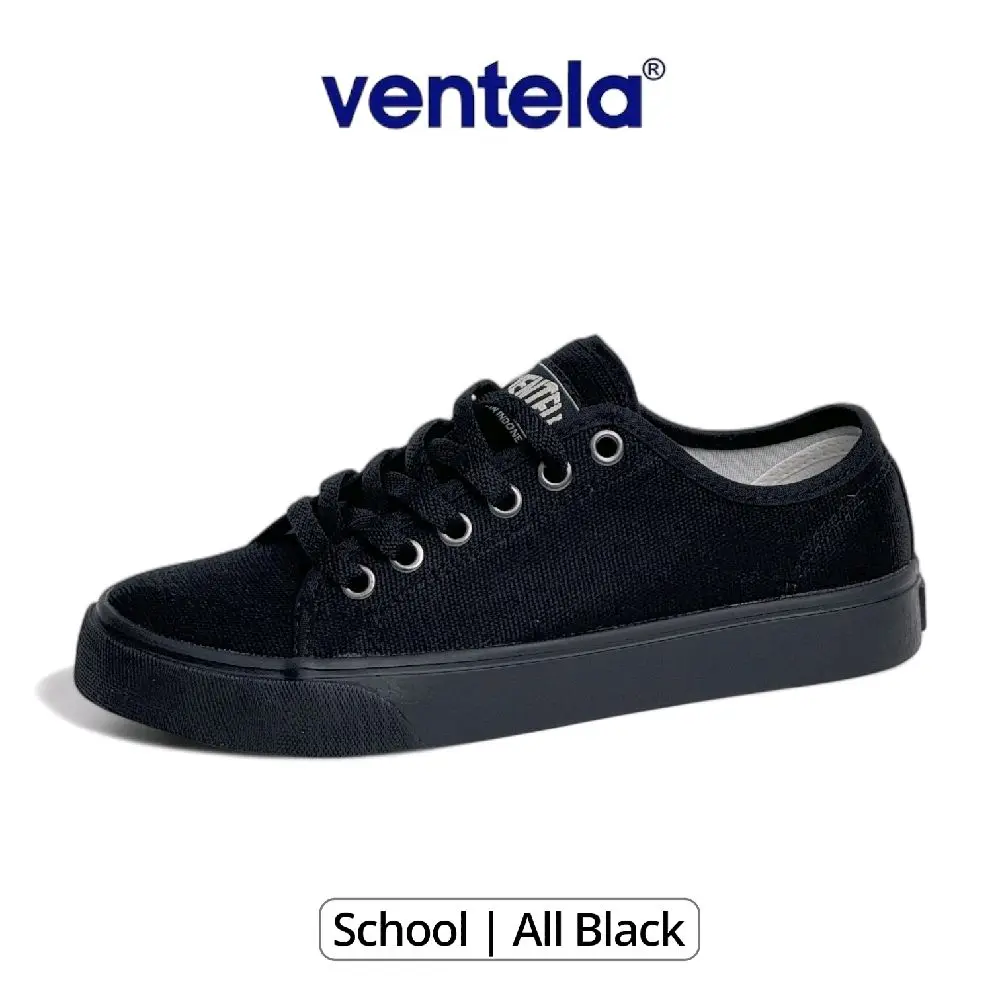 Ventela SCHOOL All Black 0riginal - Sepatu Sekolah Sneakers Pria Wanita