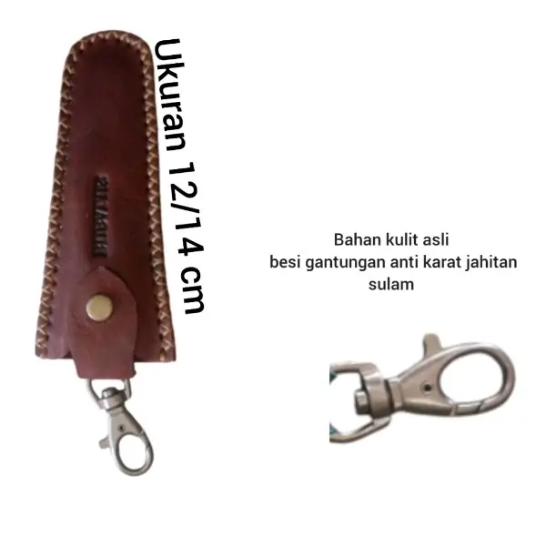 Gantungan  Kunci Tempat Pipa Once Bahan Kulit Asli Coklat Hitam 0