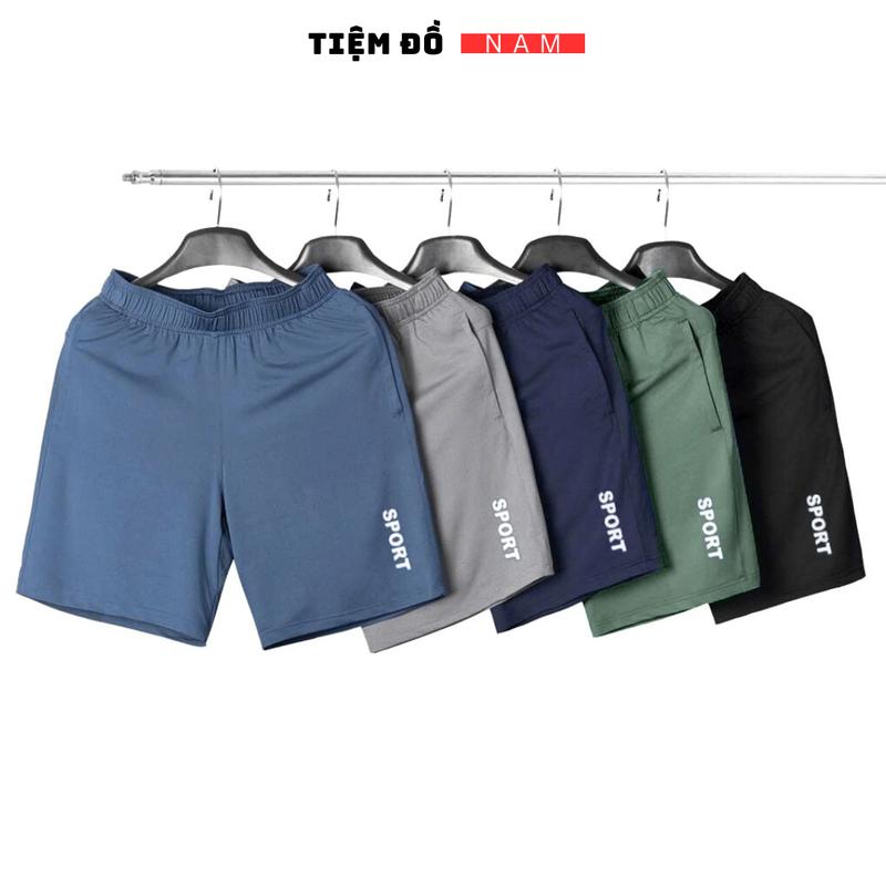 Combo 5 quần short nam thể thao có  cạp chun dây rút, chất vải thoáng mát mặc nhà đi chơi đều đẹp, size từ 40-90kg