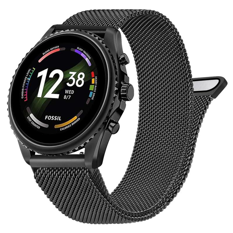 TikTok Shop Metal Bands for Fossil Men s Gen 6 Fossil 5E 44mm Fossil Gen 5 LTE Carlyle Garrett Women s Julianna Smart Watch 22mm Stainless Steel Mesh Quick Released Sport Watch Strap