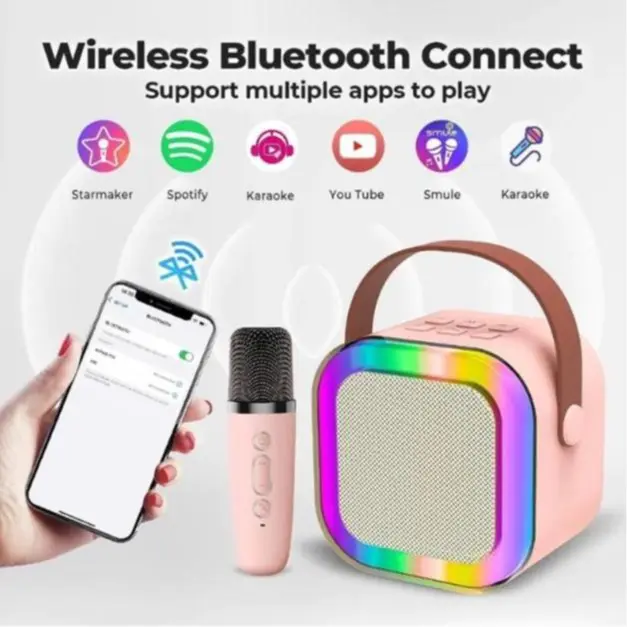 Bluetooth  MKC Kimiso K12  Karaoke Wireless 1&2   Portabel Bass Mantap Light 3d  Streo  Bluetooth Mudah Dibawa  speaker mic