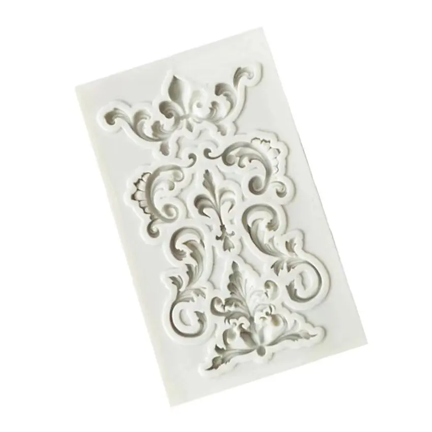 Baroque Style Curlicues Scroll Lace Fondant Silicone Mold, Relief Flower Lace Mould Filigree Mold 3D Sculpted Decoration, Cupcake Topper, Jewelry, Polymer Clay, Crafting Projects