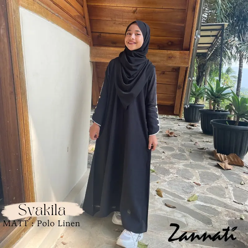 Zannati Gamis Muslim Anak Syakila Polo Linen 1