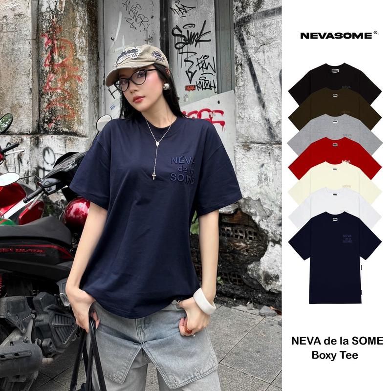 Áo Thun Boxy Néva dela Some Thêu Nổi Cotton 250gsm Local Brand NEVASOME Tay Lỡ Form Boxy Rộng Nam Nữ Menswear Womenswear