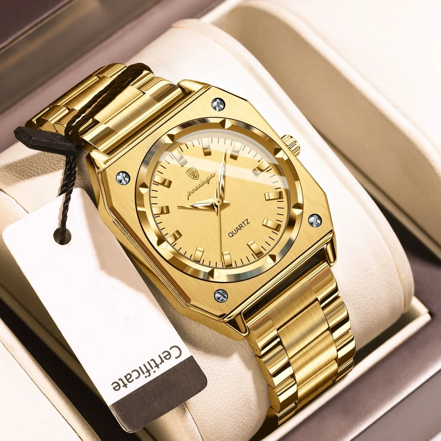 Trendy new models, night light, women's watch, student, waterproof, fashionable square watch, women's quartz watch, metal strap,