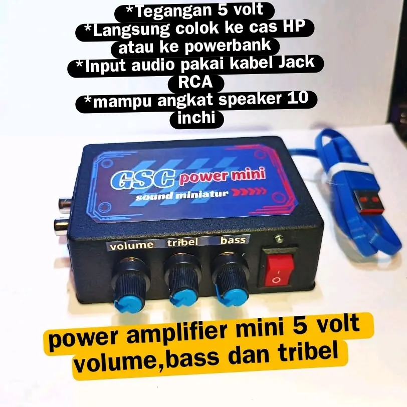 Amplifier Mini 5 Volt Murah dengan Tone Control Volume, Bass dan Tribel