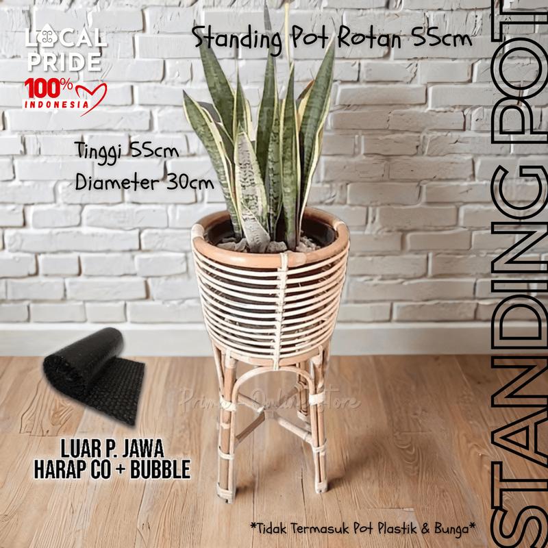 Product Introduction of Standing Pot Bunga Rotan Alami/Sintetis Ukuran 35cm, 40cm, dan 55cm - Dudukan Vas Bunga Rotan Minimalis - Plastik 9