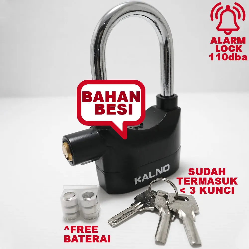 2 In 1 Gembok Alarm - Ring Panjang & Ring Pendek Super Panjang Free Baterai / Gembok Cakram KL901 ,KL900 , Gembok Rantai
