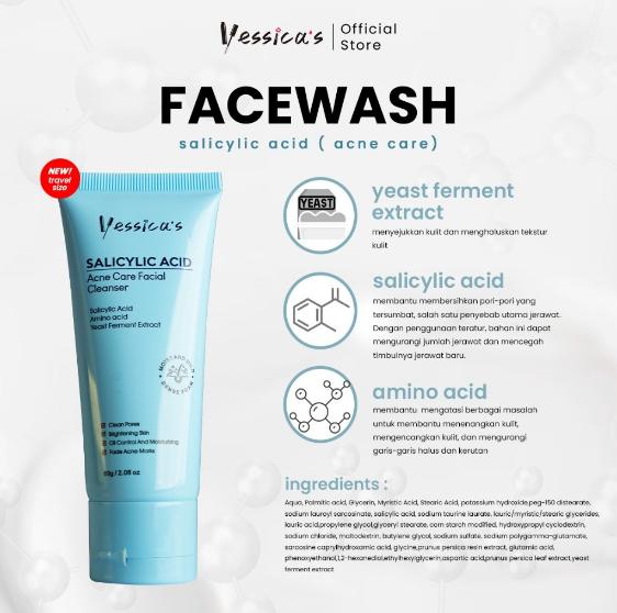 Yessica's Mini Face Wash Cleanser 60gr - For Acne & Brightening - Jerawat dan Mencerahkan 2