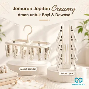 [COD 24h shipping] Jemuran Creamy Mes mall Anti Lepas - Reguler/Lipat, Aman untuk Bayi, Hemat Ruang.Gantungan Baju Multifungsi | Rak Jemuran Plastik Biasa & Lipat | Hemat Tempat & Praktis.Drying Racks