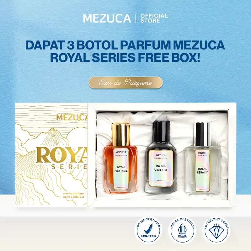 [Dapat 3 Botol] Parfum Mezuca Royal Series 30mL Free Box EDP  Wangi Awet Tahan Lama Unisex Pria Wanita 0