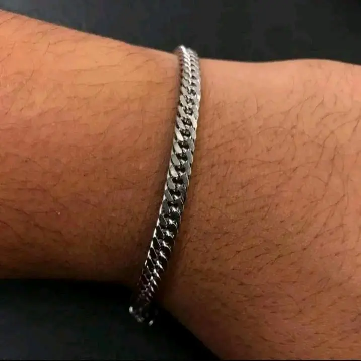 GELANG TANGAN PRIA DAN WANITA RANTAI SILVER STAINLESS STEEL ANTI PUDAR DAN TIDAK LUNTUR 3