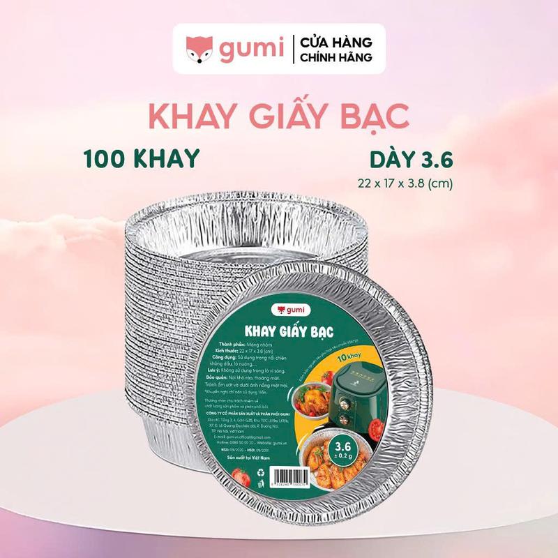 (Mall) Combo 30, 50, 100 Khay Giấy Bạc Gumi Lót Nồi Chiên Không Dầu, Lò Nướng - Khuôn Đĩa Nhôm Đựng Thức Ăn, Thực Phẩm