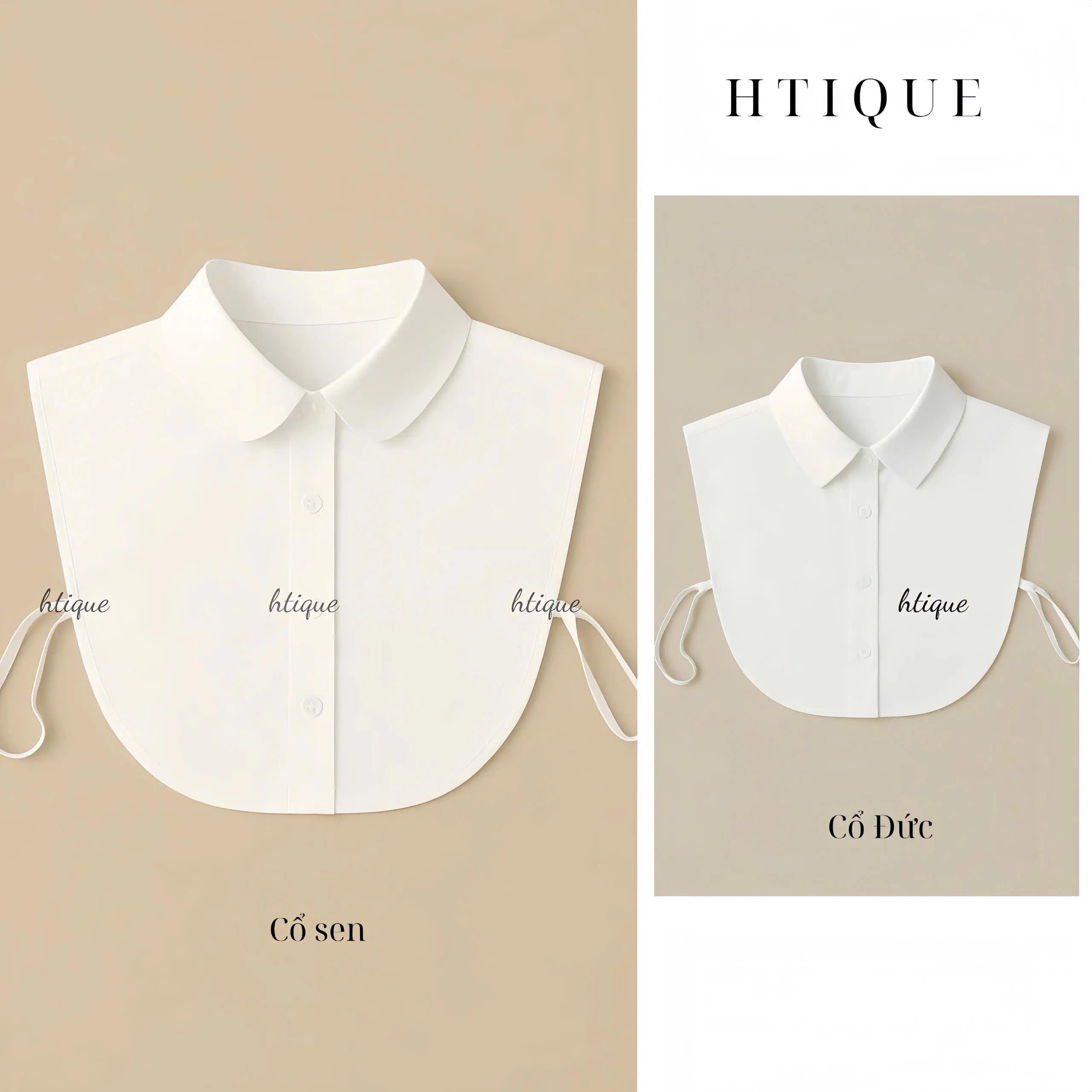 HTIQUE - Cổ sơ mi Đức dễ phối đồ, Cổ áo sơ mi cổ sen tạo điểm nhấn outfit C01