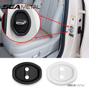 SEAMETAL 4 pcs Bantalan Peredam Bisu Pintu Mobil Silikon Gesper Kunci Pintu Otomatis Penutup Pelindung Anti-Tabrakan Bantalan Penyerap Guncangan