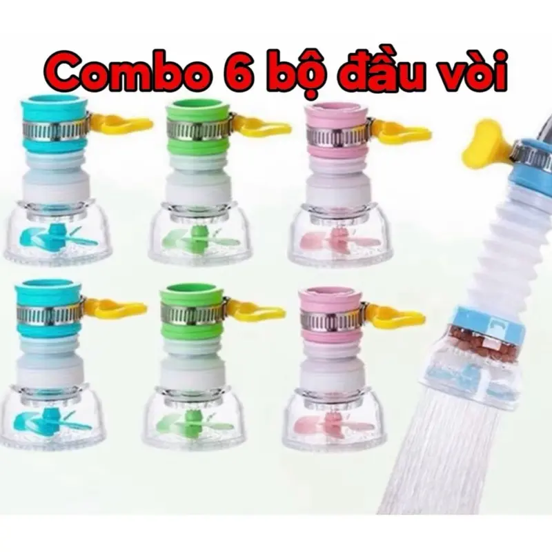 Combo 6 bộ đầu vòi nước chống bắn, văng nước - đầu vòi size khoảng 21mm (màu ngẫu nhiên)