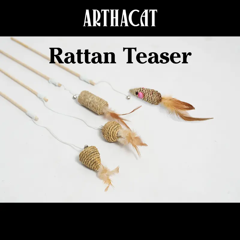 TONGKAT KUCING - MAINAN CAT TEASER ROTAN BONEKA LUCU LONCENG 0