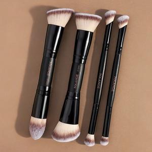 Set de brochas de maquillaje de doble punta, 4 piezas por set Brocha para base afilada y puntiaguda & Brocha para contorno & Brocha para rubor & Brocha para polvo, Herramientas de maquillaje, Brocha para corrector