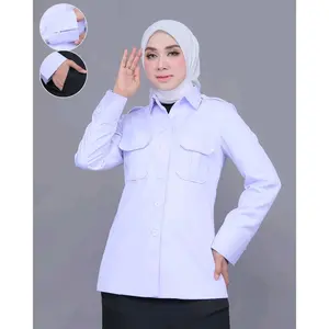Kemeja Putih Wanita Seragam Dinas Saku Atas