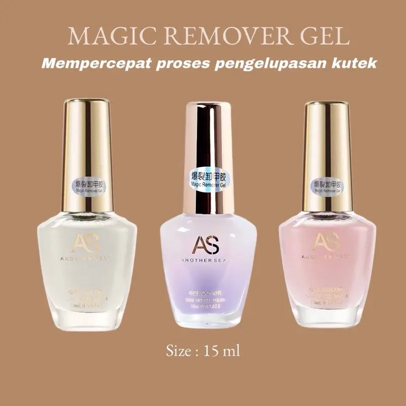 AS MAGIC REMOVER BOTOL KACA 15ML FOR NAIL GEL POLISH REMOVER