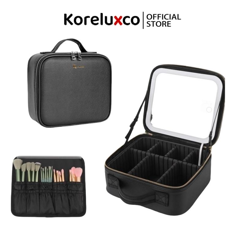  Túi đựng Mỹ Phẩm Kèm Gương đèn LED 22x26x12cm Cốp đựng đồ Trang điểm Có đai đỡ Bag Kem 