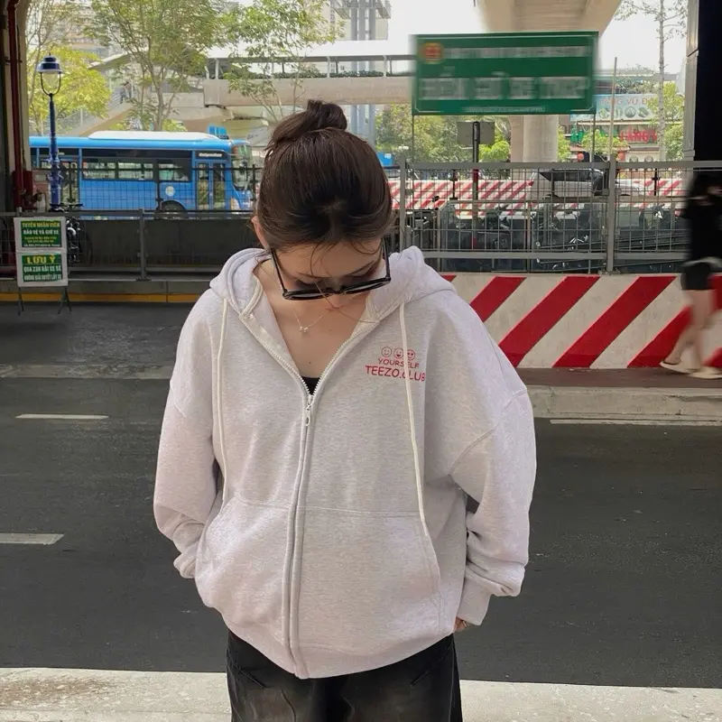 Áo Hoodie Zip Teezo Icon Form Boxy/Gray White- TEEZO.CLUB 4