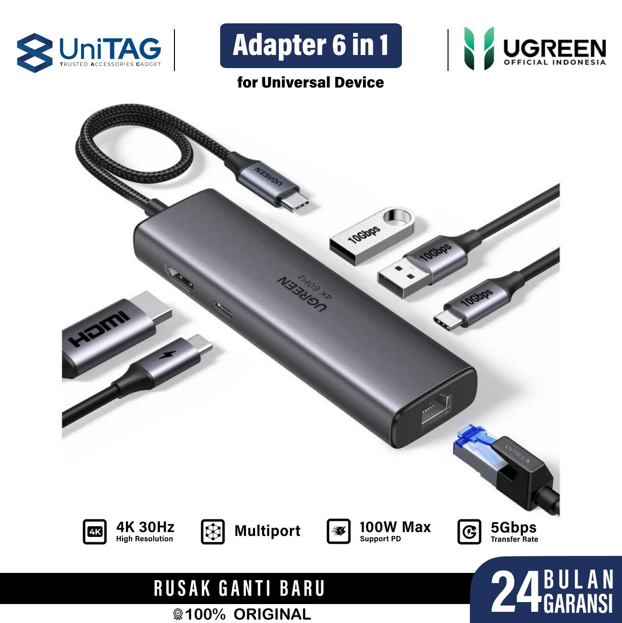 UGREEN Hub 5 in 1 USB A to 4 USB A 3.0 - Black CM219 25851