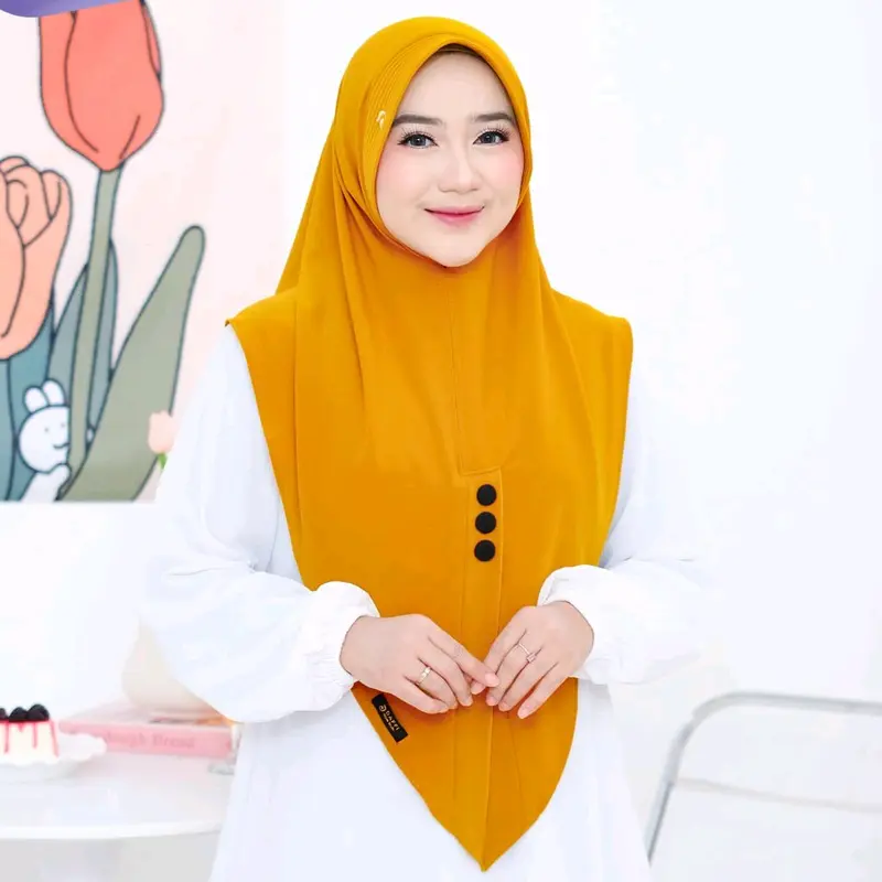 Nelaa Daffi hijab Variasi Kancing dengan warna senada 5