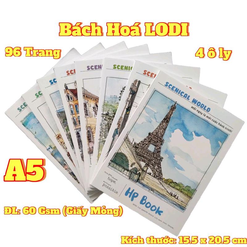  10 Quyển - A5 ĐL 60 Gsm  Mỏng  Tập Vở Học Sinh 96 Trang - 4 Ô ly 