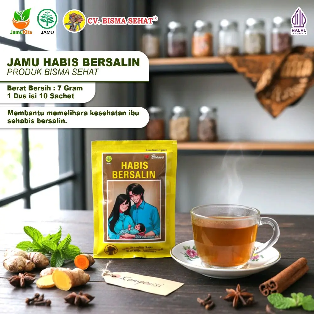 Jamu Habis Bersalin - Membantu memelihara kesehatan ibu sehabis melahirkan // Bubuk // 7 Gram // Isi 10 pcs