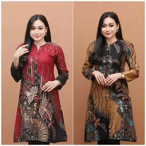Tunik Batik Wanita Modern Tunik Kancing Depan Size M L XL XXL Batik Kantor