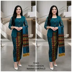 Setelan Wanita Ethnik Terbaru Katun Kombinasi Renda Premium Berselendang Rok Panjang