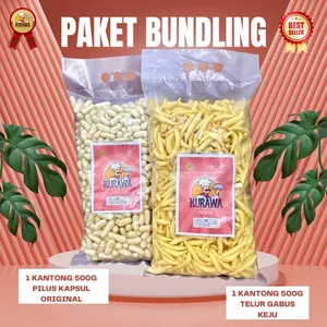 Paket bundling 1kg telor gabus keju dan pilus kapsul original harga lebih hemat isi lebih banyak cemilan snack renyah asin gurih