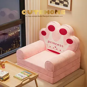 Sofa Lipat Kursi Santai Sofa Lipat Anak Kursi Anak Sofa Kecil Gaya Kartun Dapat Dilepas Dan Dicuci,Sofa anak lipat, penyimpanan satu klik, hemat ruang, cocok untuk ruang tamu dan kamar tidur