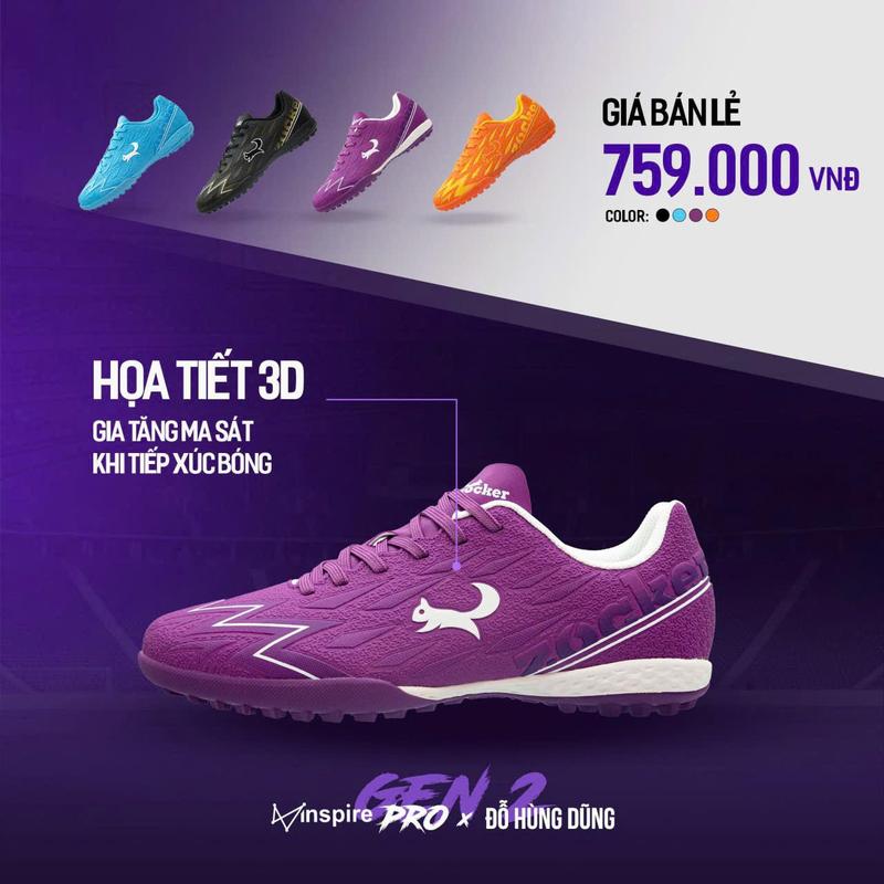 Giày bóng đá Zocker Inspire Pro GEN 2 Đỗ Hùng Dũng cao cấp chính hãng nguyên hộp nam nữ bền đẹp xịn