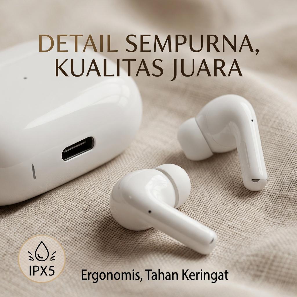 Black Myth Wukong KY X60 jbl phantom AI Earphone Suara Stereo Level HiFi, Tahan Air iPX5, Mikrofon Internal, ENC Noise Reduction  Cerdas Kontrol Sentuh untuk iPhone dan Android