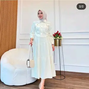 Setelan Rok Dan Kemeja Alea One Set Fhasion Muslim Wanita - Baju Cewek Oversize Crinkle Kancing Nyaman