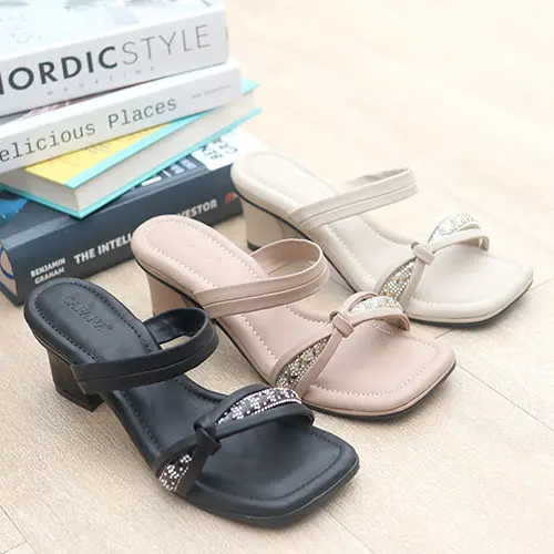 Cafana Sandal Hak Tahu Wanita Kyna SDH340 Heels Cewek Sol Karet 7