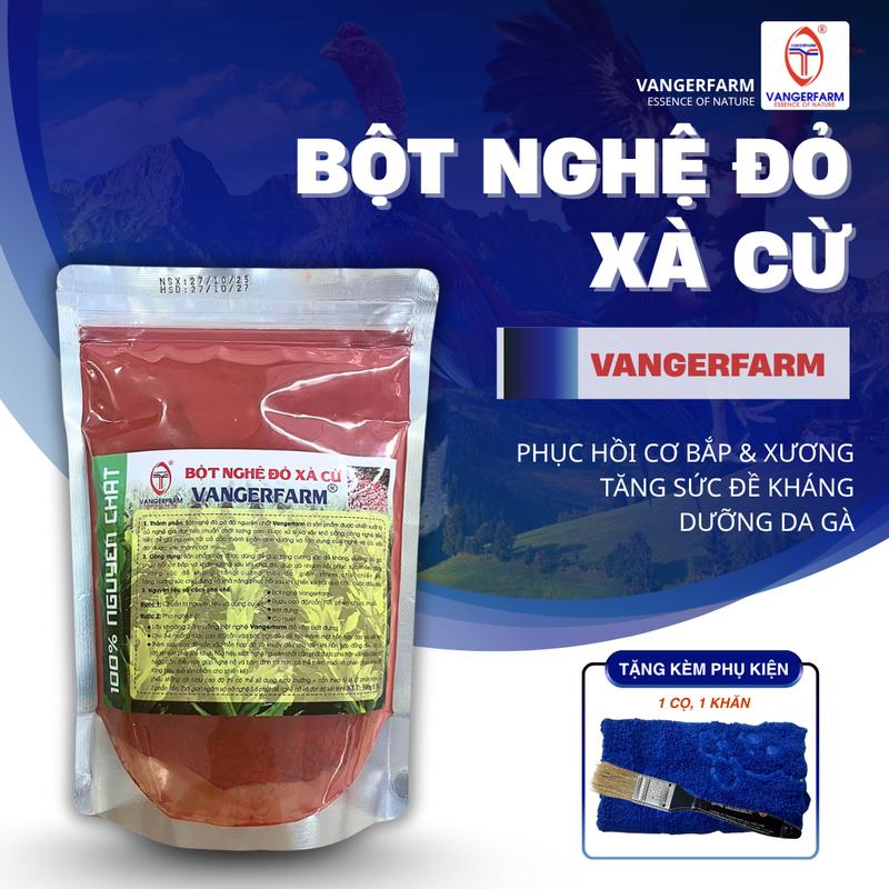Vangerfarm - 500g Bột Nghệ Đỏ Xà Cừ Nguyên Chất Kèm Cọ Quét Cao Cấp & Khăn Tắm danh Cho Gà Tăng Cường Sức Khỏe cho gà