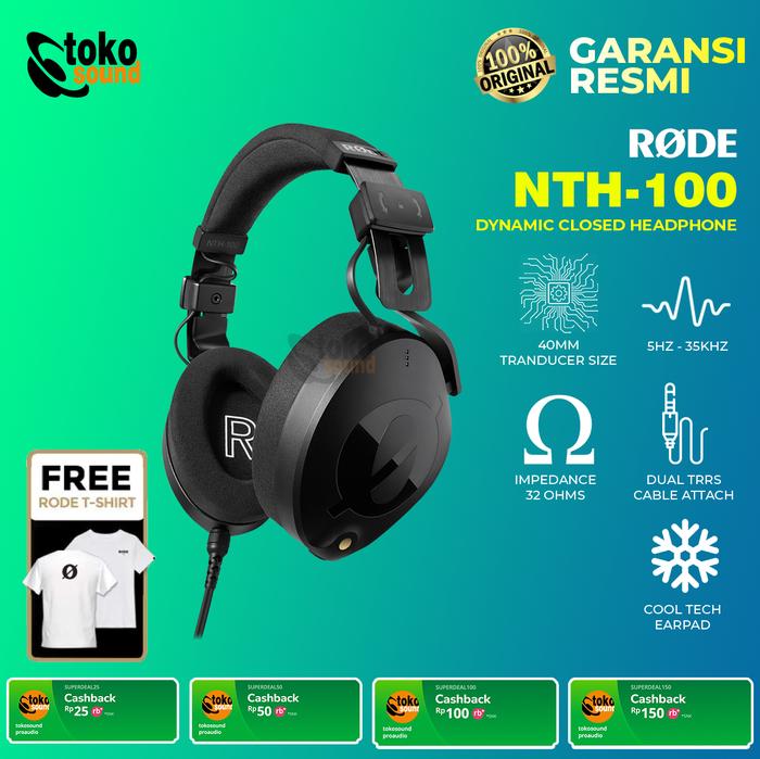 Gambar Rode NTH-100 NTH 100 Professional Over Ear Headphones dari Tokosound Proaudio Kota Administrasi Jakarta Barat Tokopedia