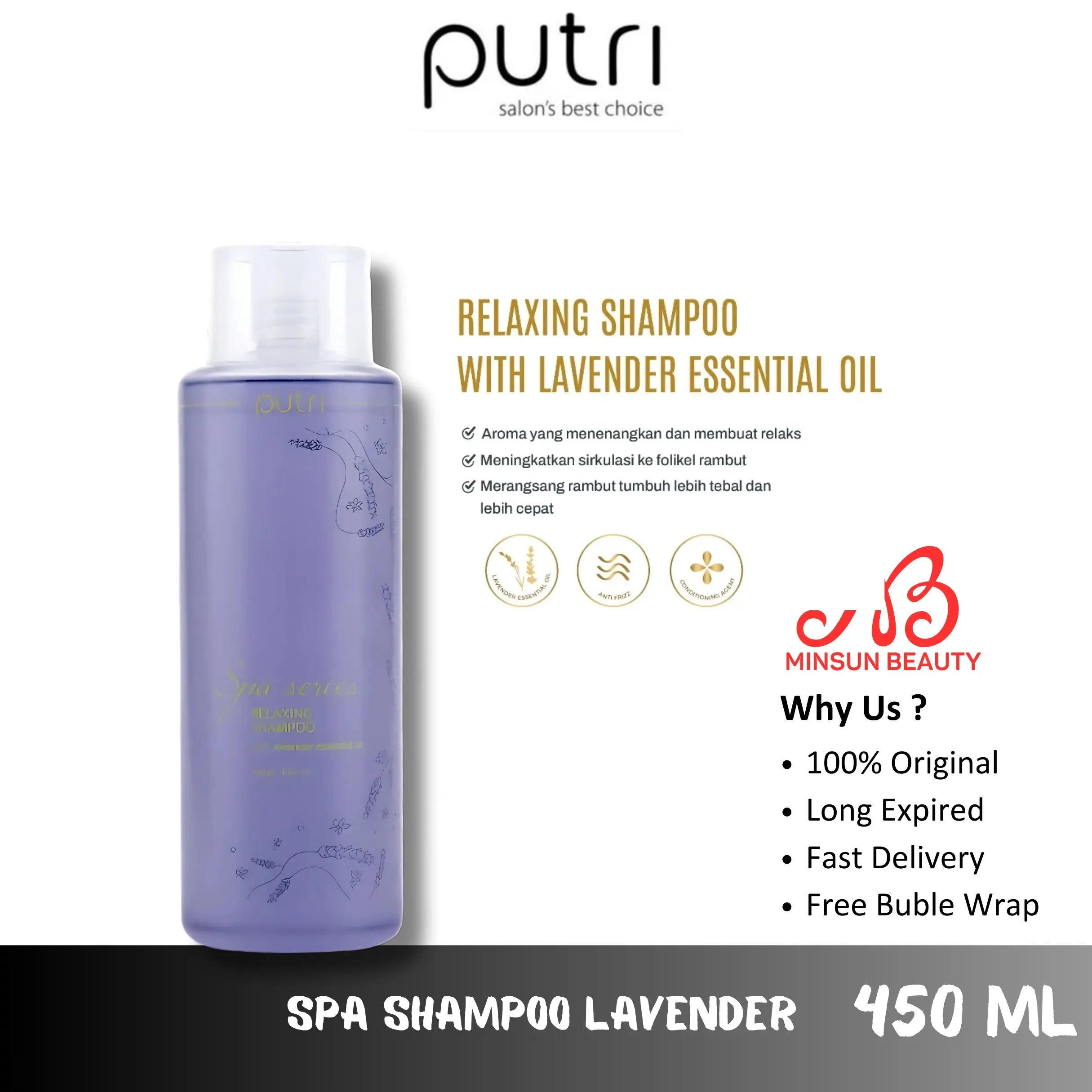 PUTRI Spa Relaxing Shampoo With Lavender Essential Oil 450ml