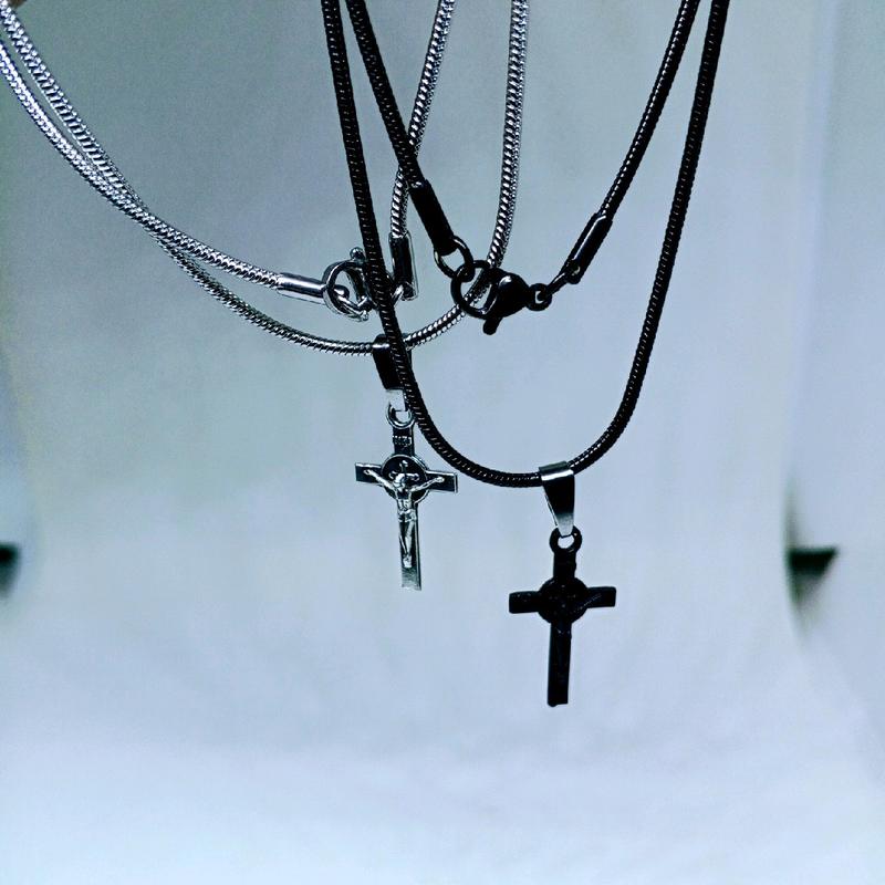 KALUNG TITANIUM PRIA DAN WANITA MODEL LIONTIN SALIB KALUNG BULAT TITANIUM 7
