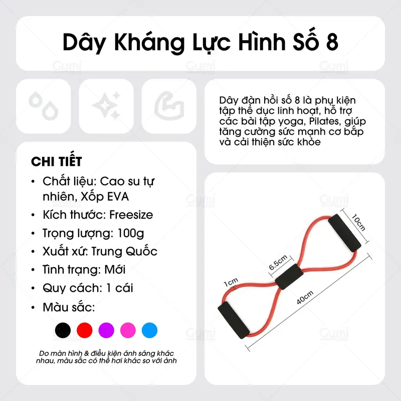 Dây Kéo Tập Gym, Dây Đàn Hồi, Dây Kháng Lực Tập Gym Tập Cơ Tay Hình Số 8 Tập Tay, Tập Vai, Tập Chân Dành Cho Nam Nữ 2