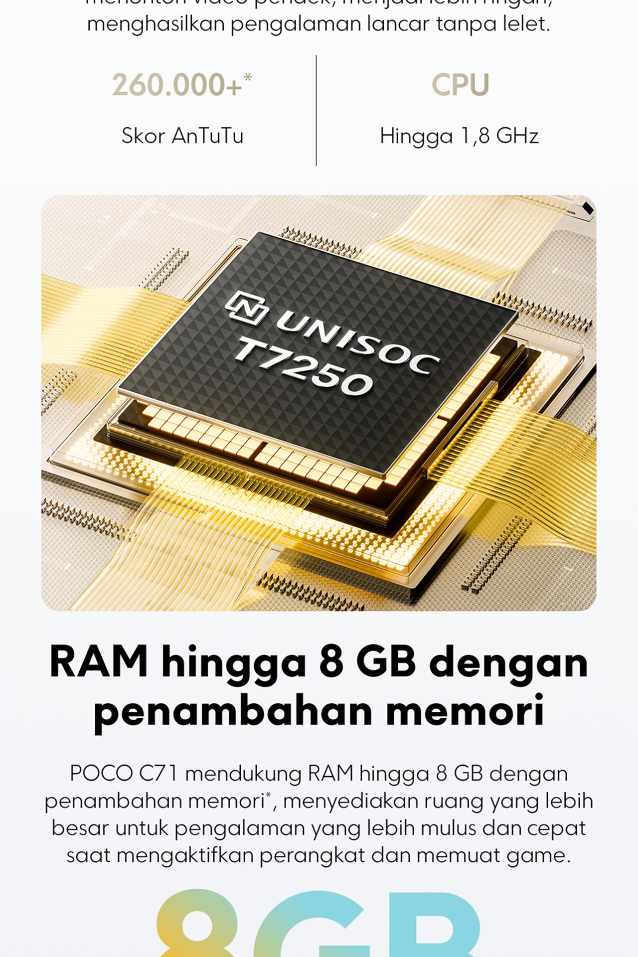 POCO C71 (4+4GB/128GB) Performa Cadas | Layar Cadas 6.88" 120Hz | Baterai Cadas 5200mAh | Expansi RAM hingga 8GB dan storage 128GB | 15W Pengisian daya Cadas [Official Store]